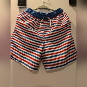 Hanna Anderson Red White And Blue Striped Swim Trunks